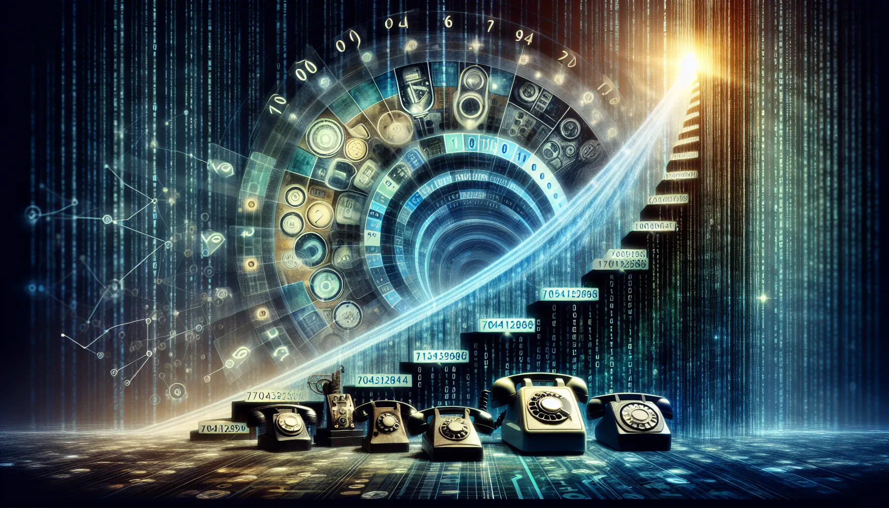 Illustration of the number 7043129888 showcasing its evolution in telecommunications.