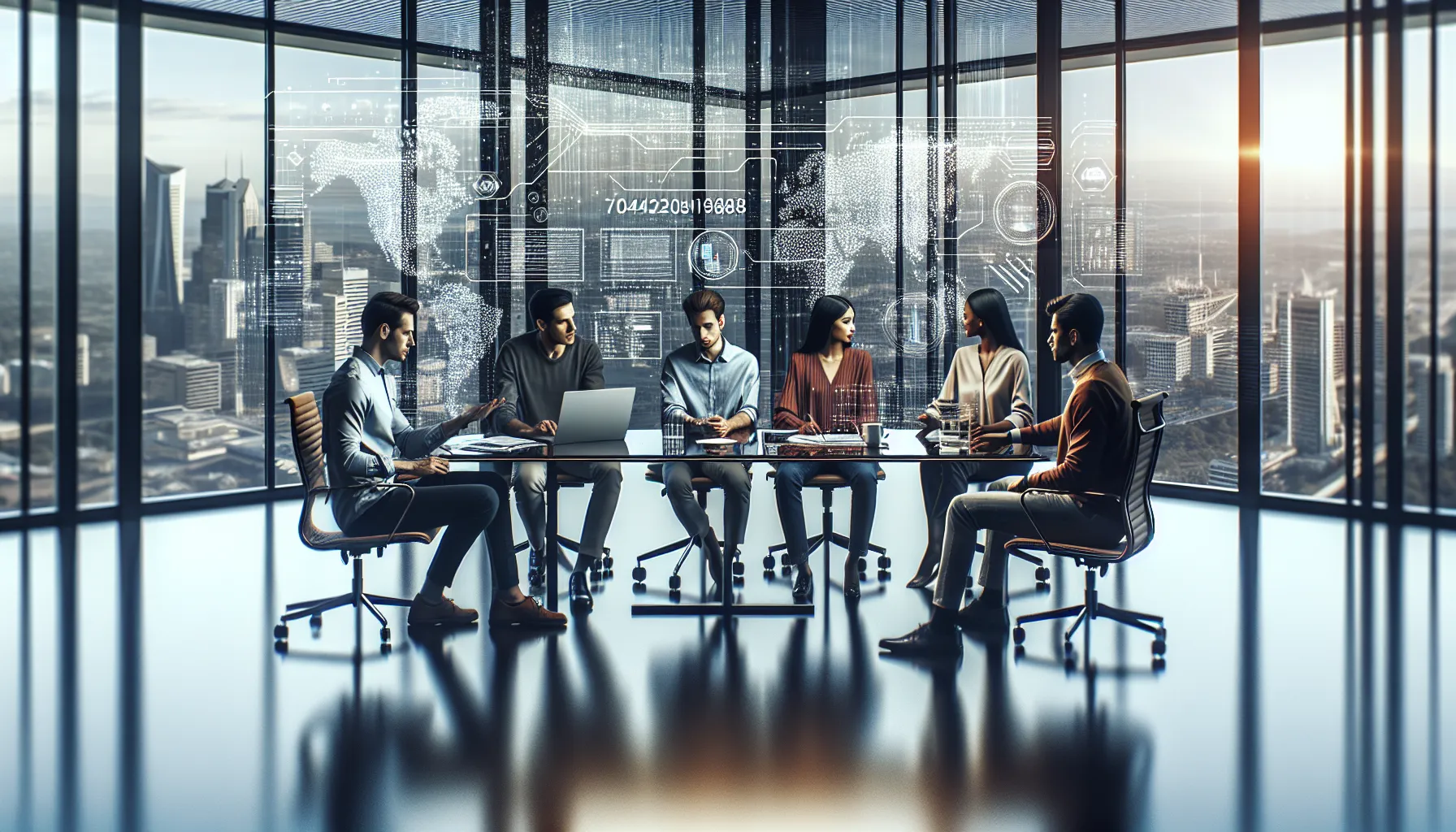 diverse team collaborating in a modern workspace